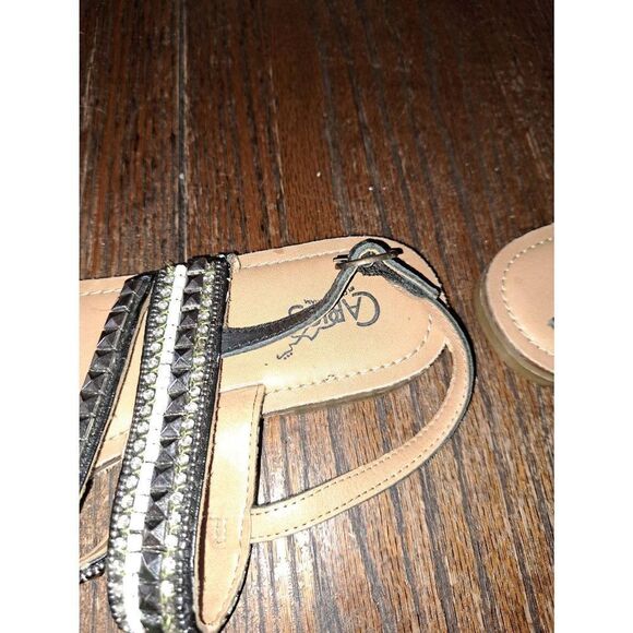 9 Carlos Santana Ankle Strap Embellished Beaded Rhinestone Leather Shoes Sandals - Picture 4 of 7